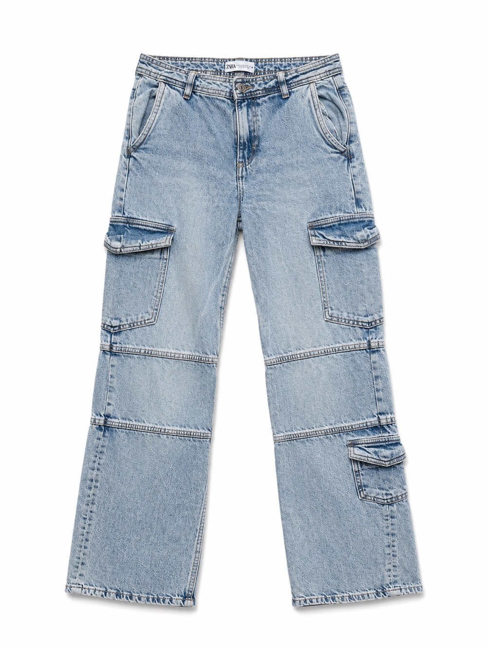Zara Light Wash Cargo Denim Jeans